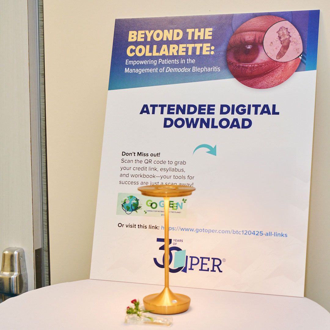 An attendee digital download station featuring event resources and medical program information at Museo.